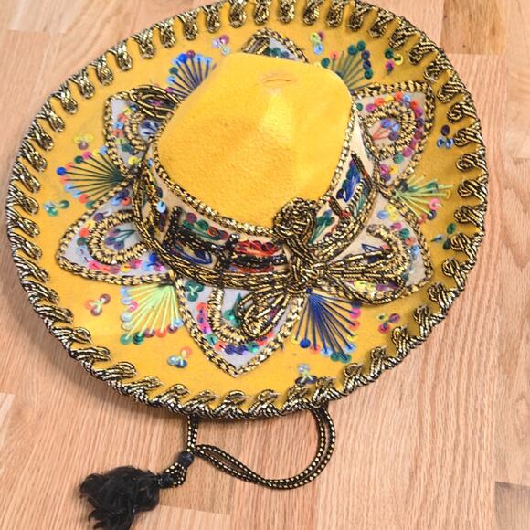 Vintage JU-LA Hats Mariachi Sombrero Yellow - Picture 3 of 8